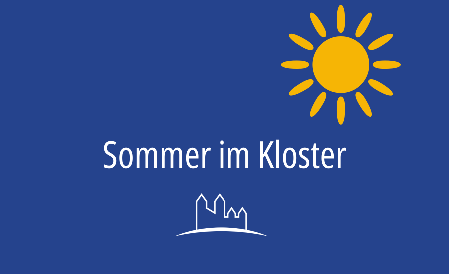 Schriftzug "Sommer im Kloster" auf blauem Hintergrund